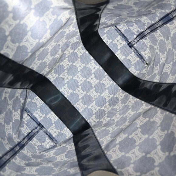CELINE Logo Macadam Pattern Shoulder Tote Bag Vinyl Leather Blue SHW 38KA973 - Picture 9 of 15